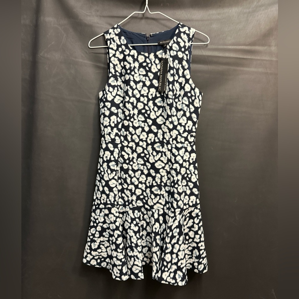 Banana Republic Navy and White Midi Dress Sleeveless NWT